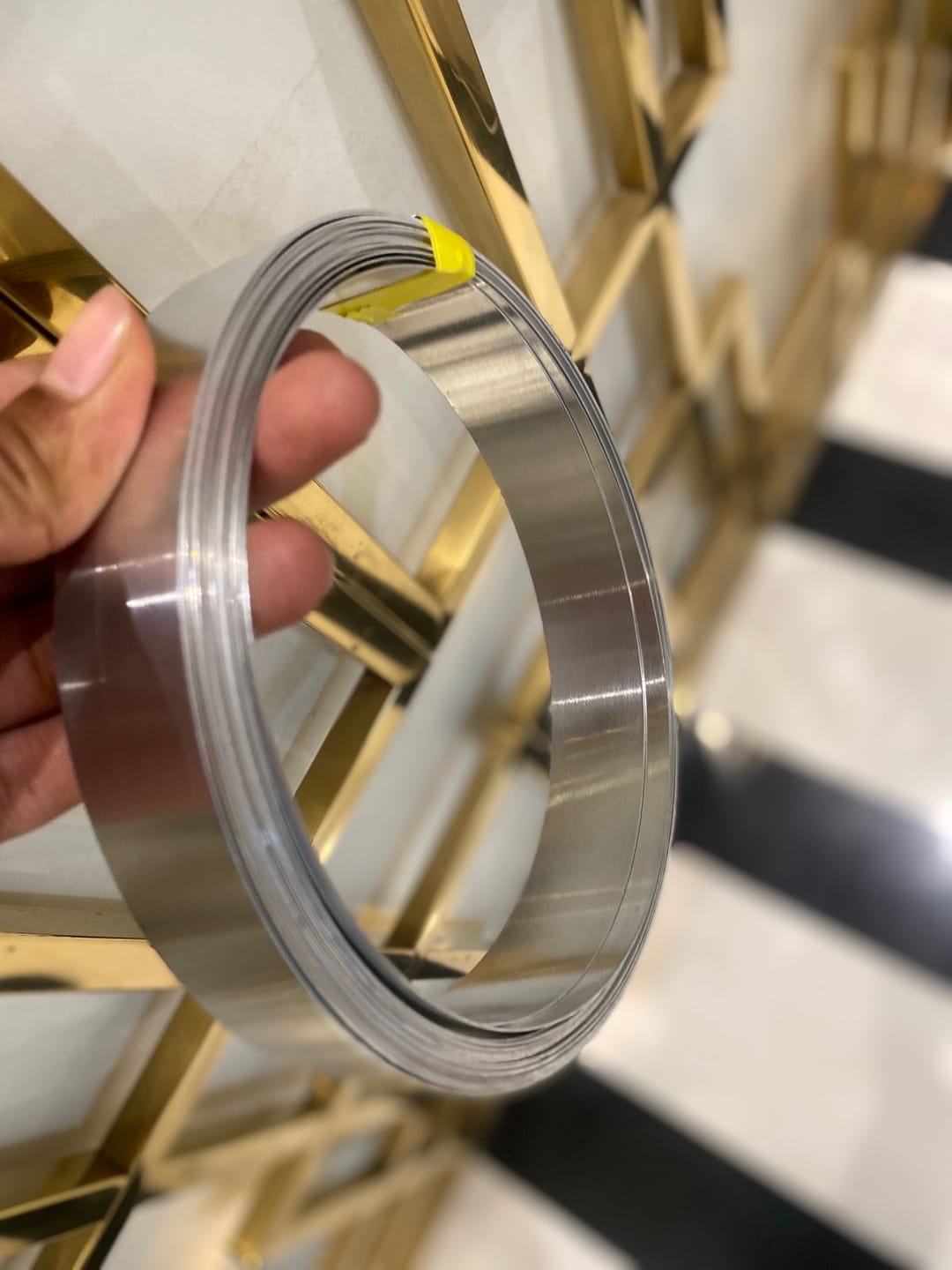 Customer photo review of Stainless Steel Metal Strip – Vastu Remedy for Main Entrance & Door Energy Balance | Ideal for Toilets, Thresholds & Long-term Durability | 0.5 & 1 mm Thickness | 8-100 Ft Lengths