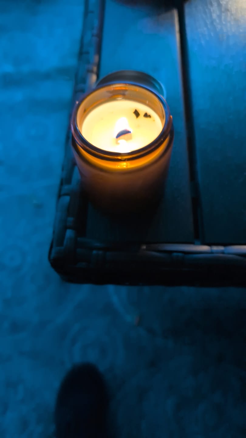 Customer photo review of Escape by Fiction Scented Candle   - 4oz Amber Jar