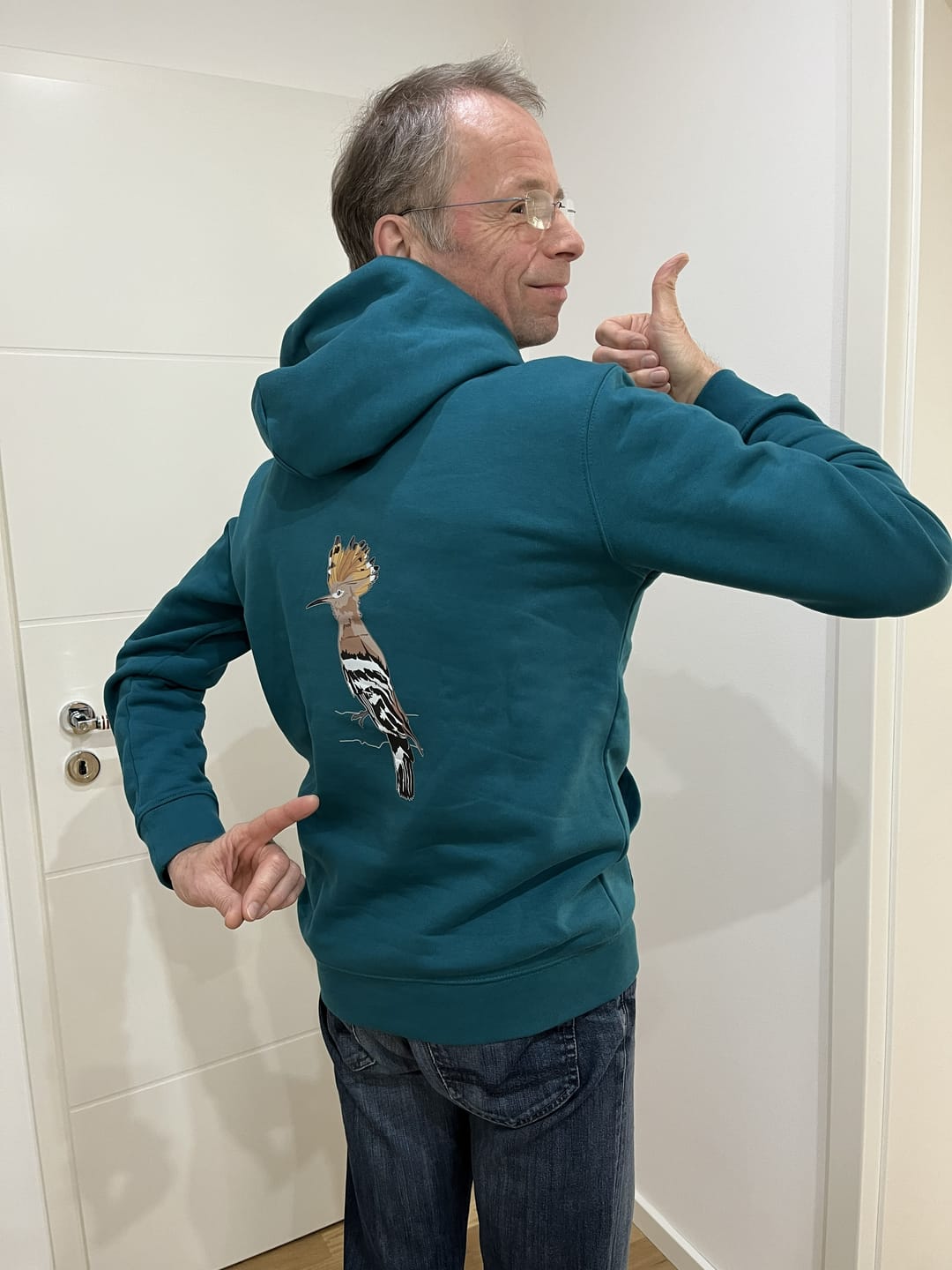 Customer photo review of Wiedehopf Bio Männer Hoodie Backprint