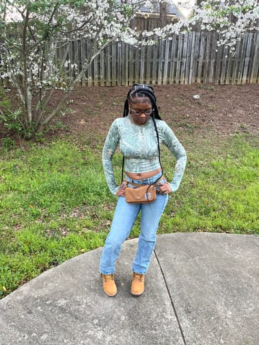 Customer photo review of CAMO LONG SLEEVE TOP