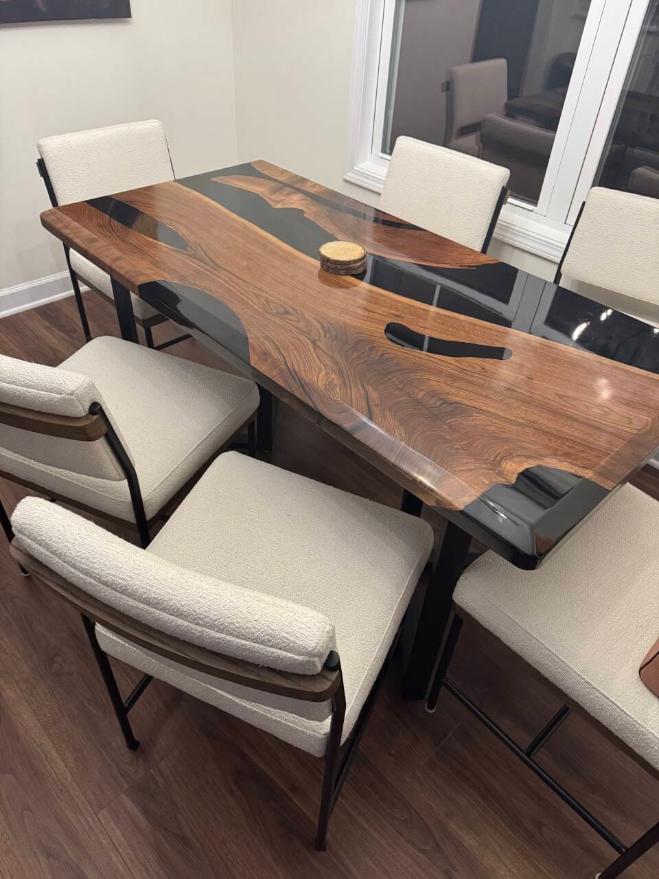 Customer photo review of Black Walnut Wood River Resin Epoxy Table for Dining & Conference Table CT50