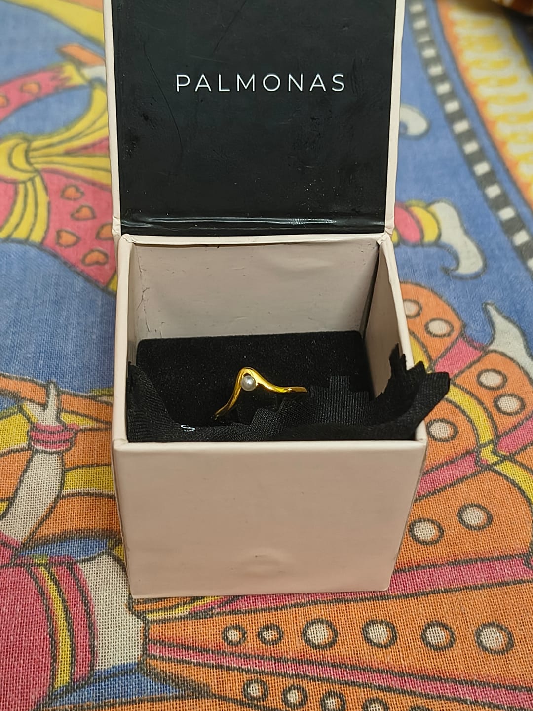 Customer photo review of Delicate Vee Pearl Ring