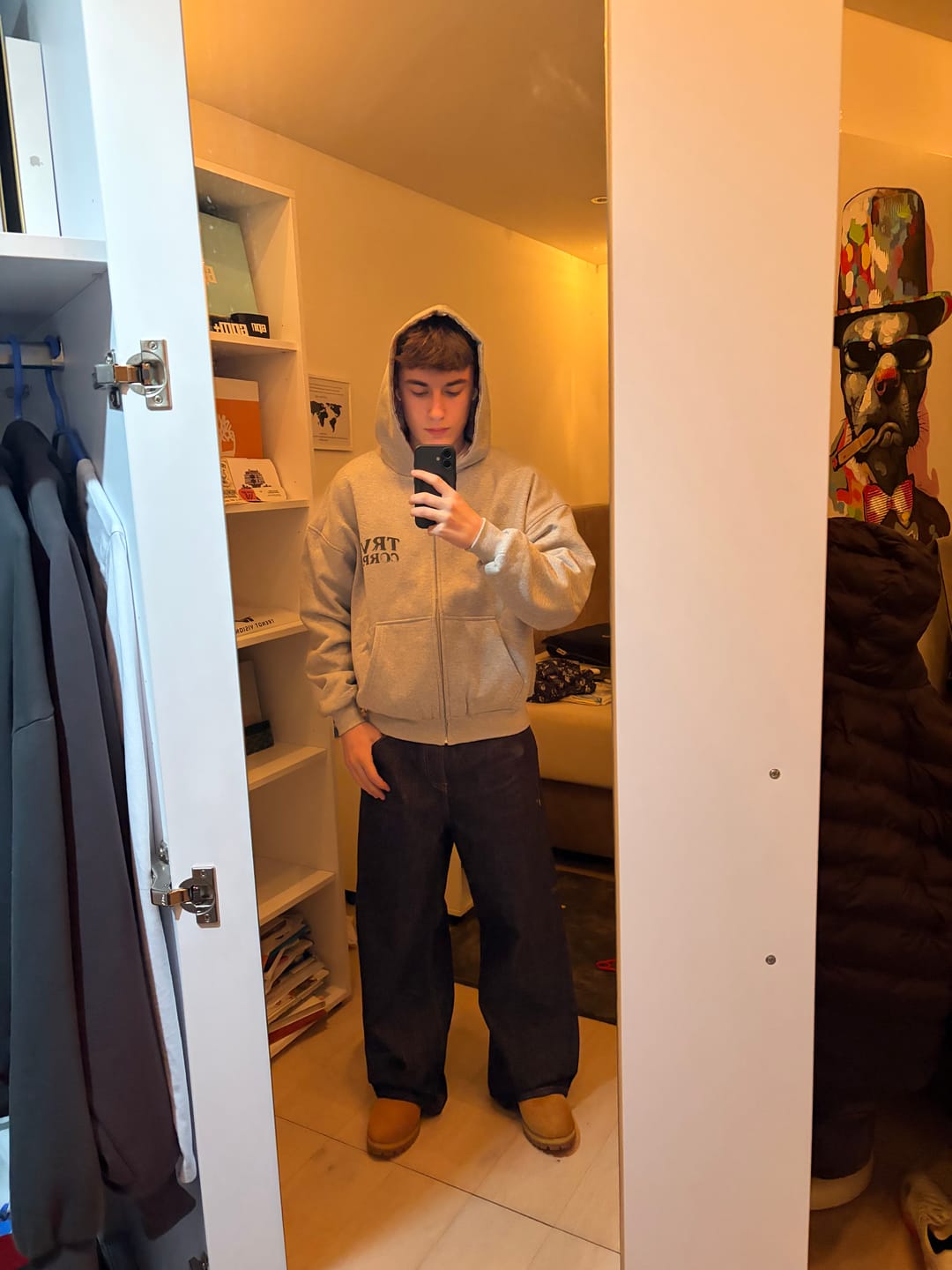 Customer photo review of Reversible Flannel Zip-Hoodie Orange