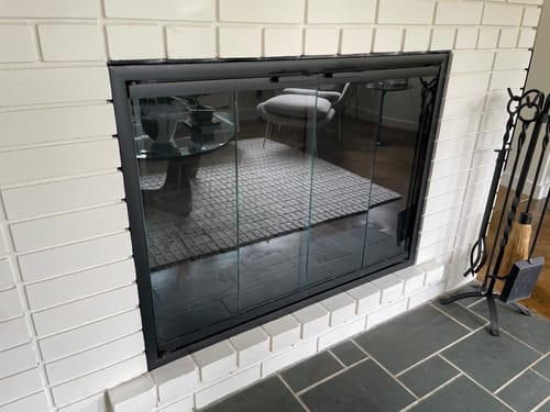 Customer photo review of Cavestone Fireplace Glass Doors | Custom Masonry Fit