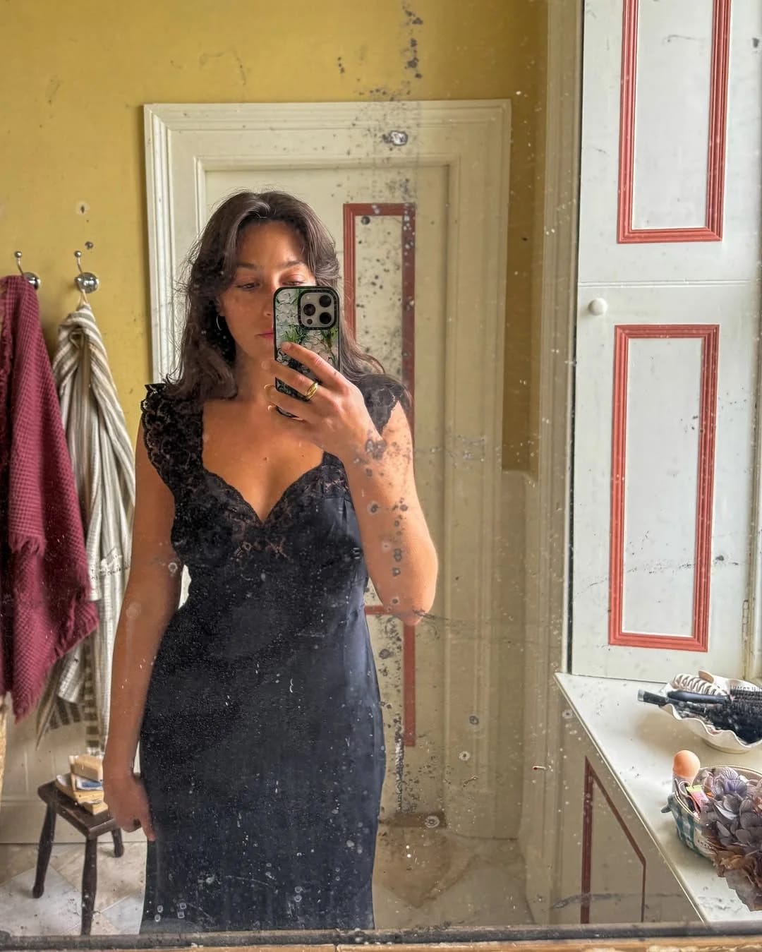 Customer photo review of Piper Satin Lace Maxi Dress