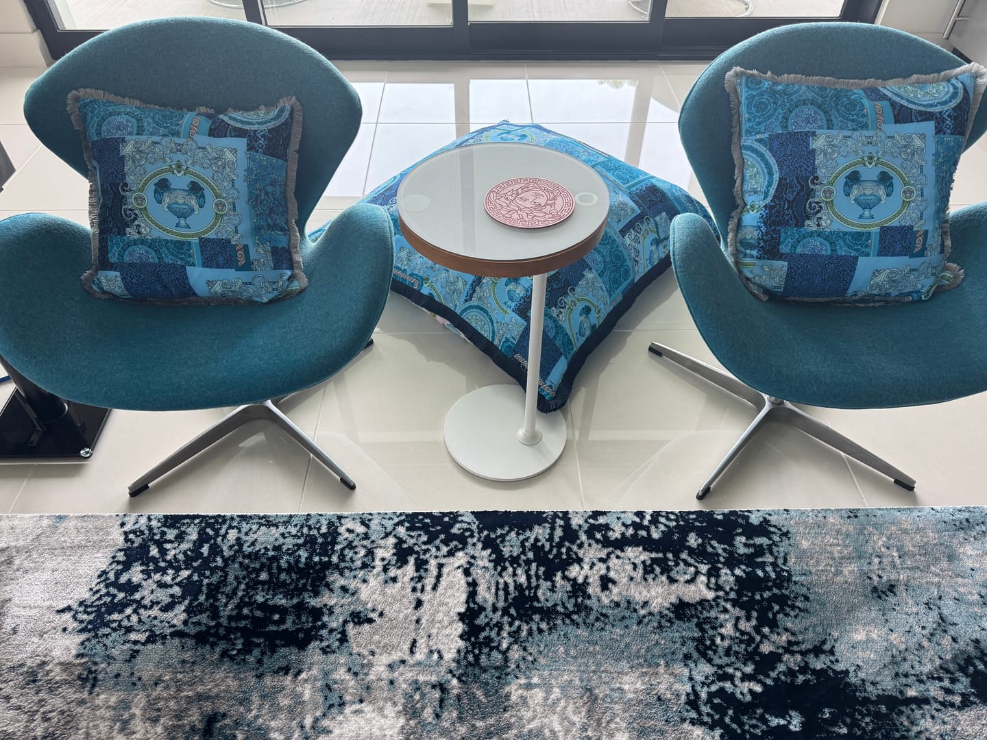 Customer photo review of Navy Blue Baroque Pattern Fabric