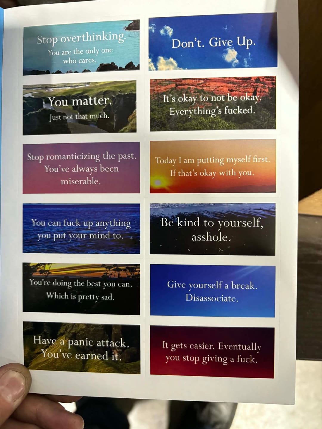 Customer photo review of Disappointing Affirmations Sticker Book - Includes 100 stickers