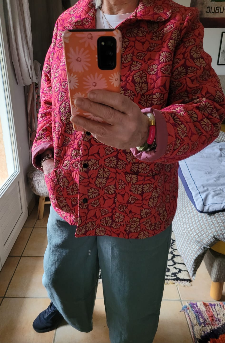 Customer photo review of Veste Solveig Jacquard “Roseraie Framboise”