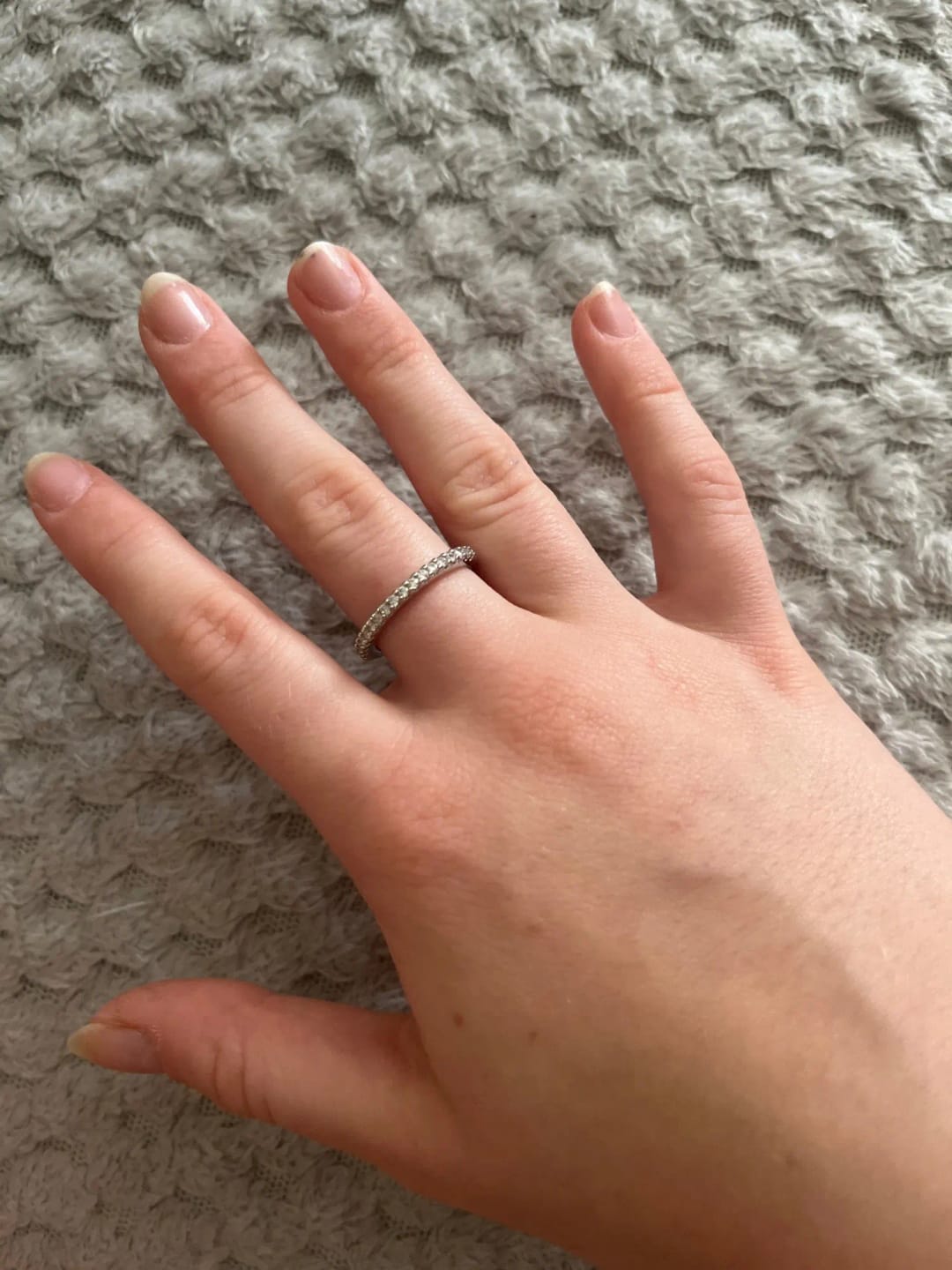 Customer photo review of 2mm Half Eternity Wedding Band