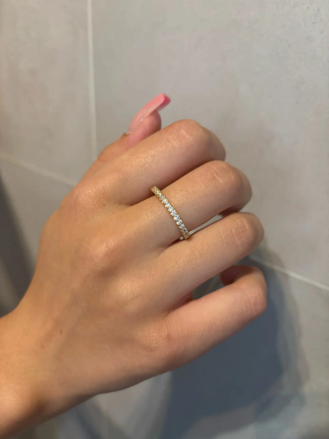 Customer photo review of 2mm Half Eternity Wedding Band