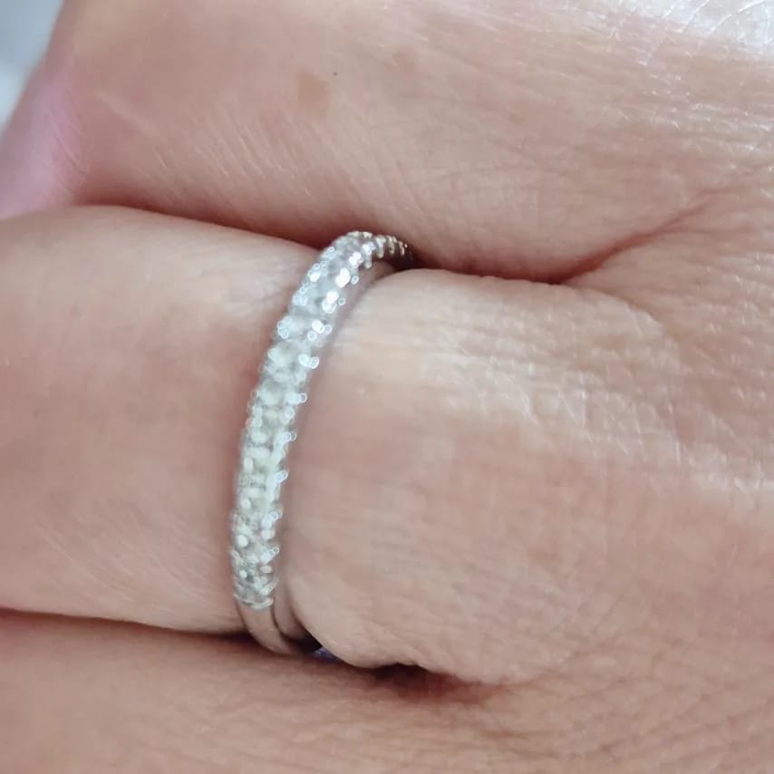 Customer photo review of 2mm Half Eternity Wedding Band