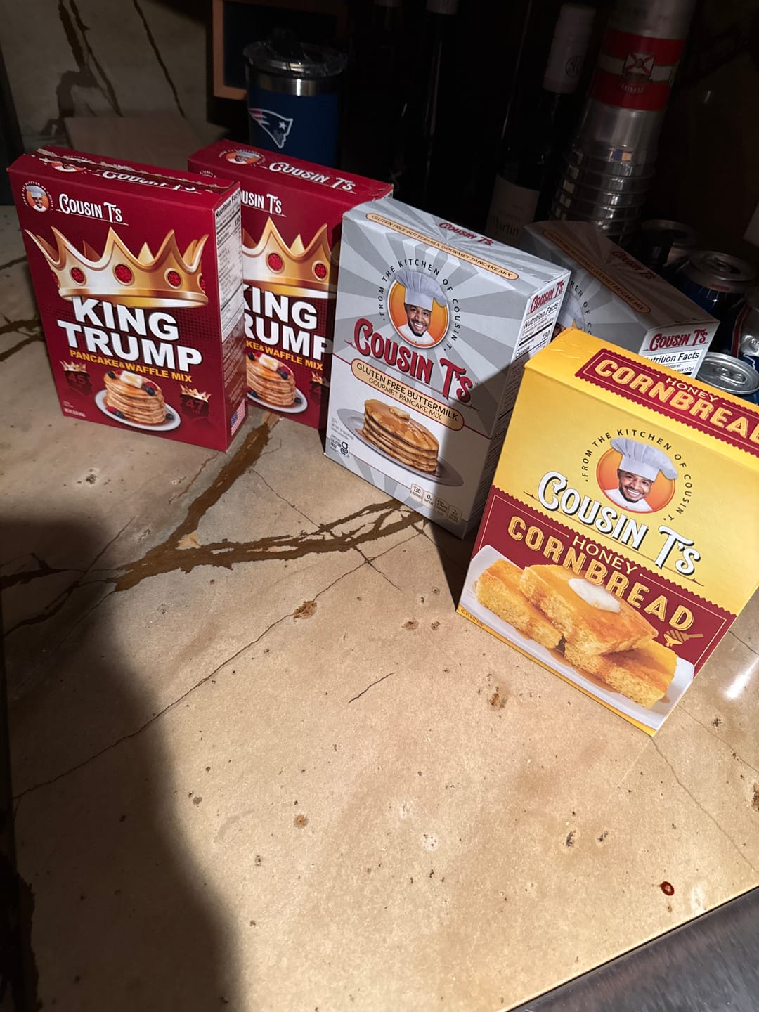 Customer photo review of Cousin T's Gourmet King Trump Pancake & Waffle Mix