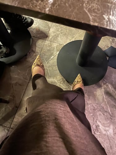 Customer photo review of GG Slingback Flat Sandals Brown Caro