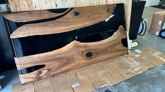 Customer photo review of Black Walnut Wood River Resin Epoxy Table for Dining & Conference Table CT50