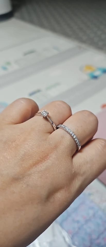 Customer photo review of 2mm Half Eternity Wedding Band