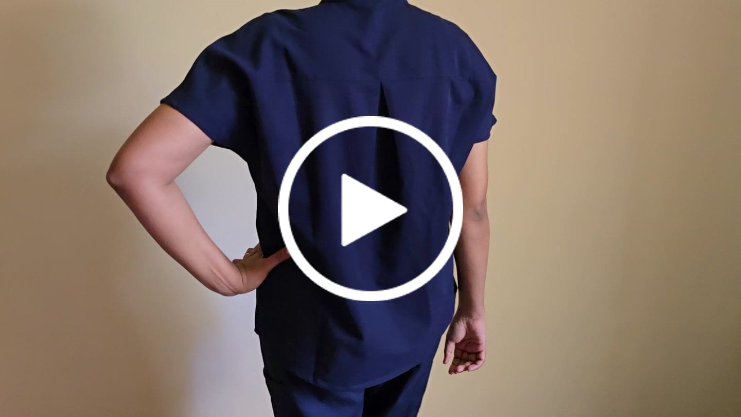 Customer video review of MABEL Mandarin Collar Scrub Top - Navy | SLTECH™