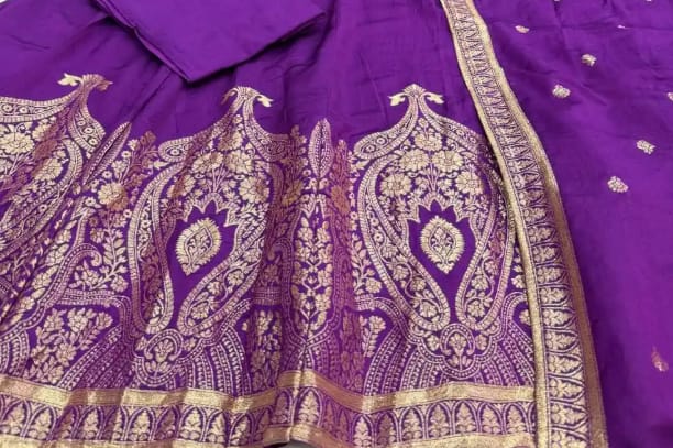 Customer photo review of Premium Banarasi Anarkali Suit Set – Handwork Neckline & Zari Flare