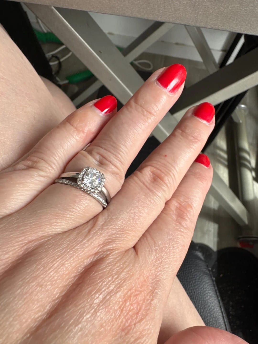 Customer photo review of 2mm Half Eternity Wedding Band