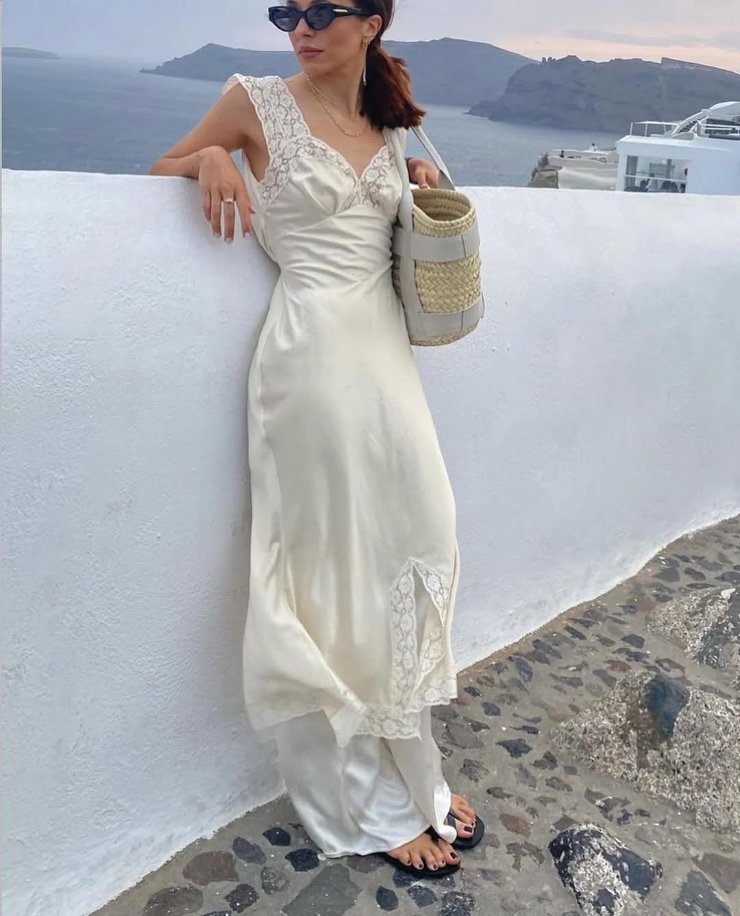Customer photo review of Piper Satin Lace Maxi Dress