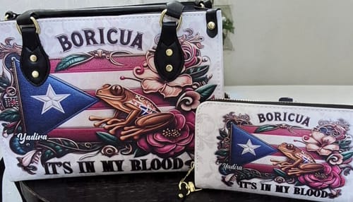 Customer photo review of Boricua It's in my blood - Personalized Leather Handbag BOR01B