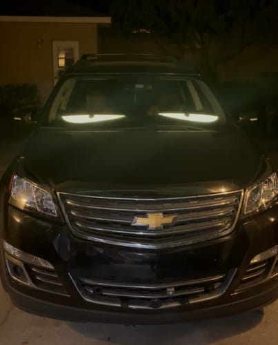 Customer photo review of LED Windshield Eyes │ Night-Time Visibility With Style
