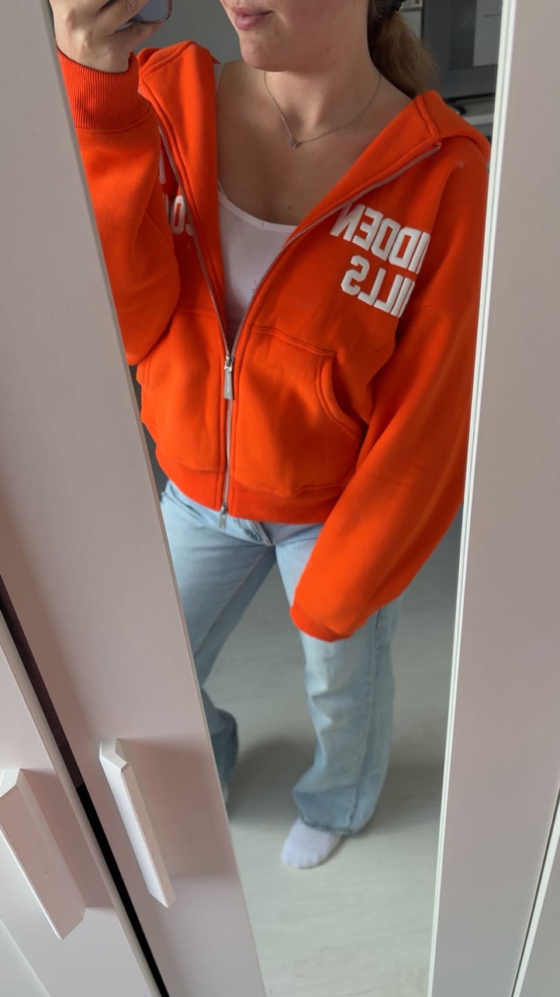 Customer photo review of GATED COMMUNITY ZIP HOODIE ORANGE
