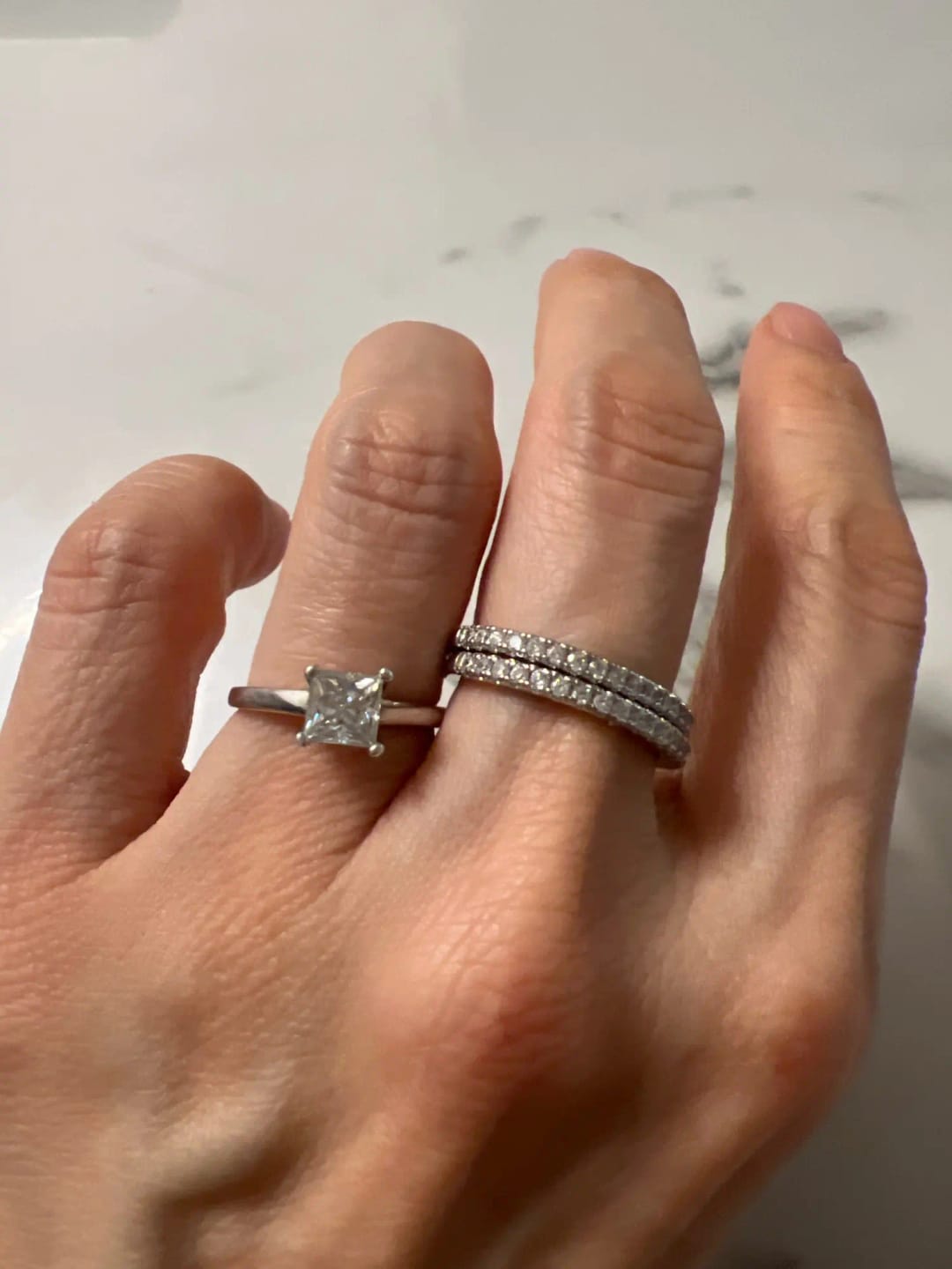 Customer photo review of 2mm Half Eternity Wedding Band