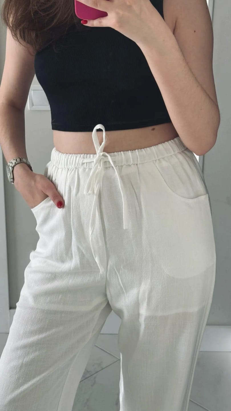 Customer photo review of Kendall Wide Leg Linen Pants