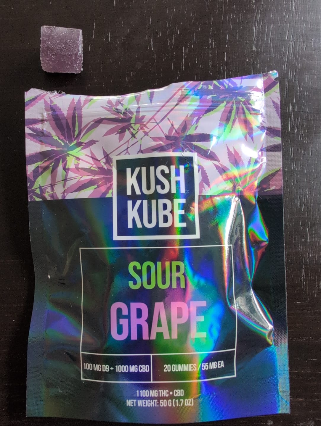 Customer photo review of Sour Grape Kush Kube® - 15mg THC