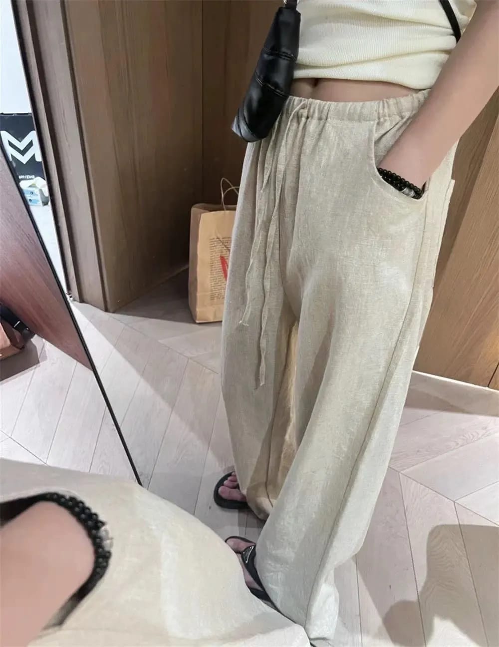 Customer photo review of Kendall Wide Leg Linen Pants