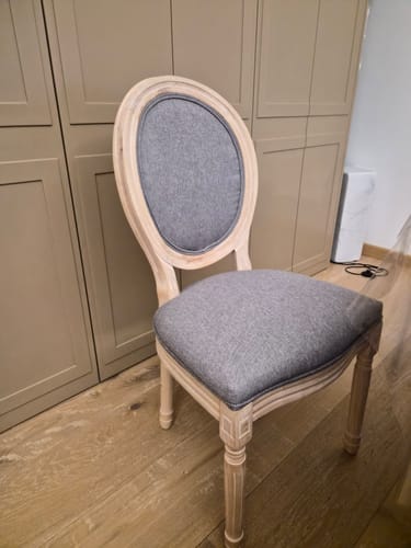 Customer photo review of RICHELIEU - Lot de 2 chaises en bois avec assise en tissu gris foncé