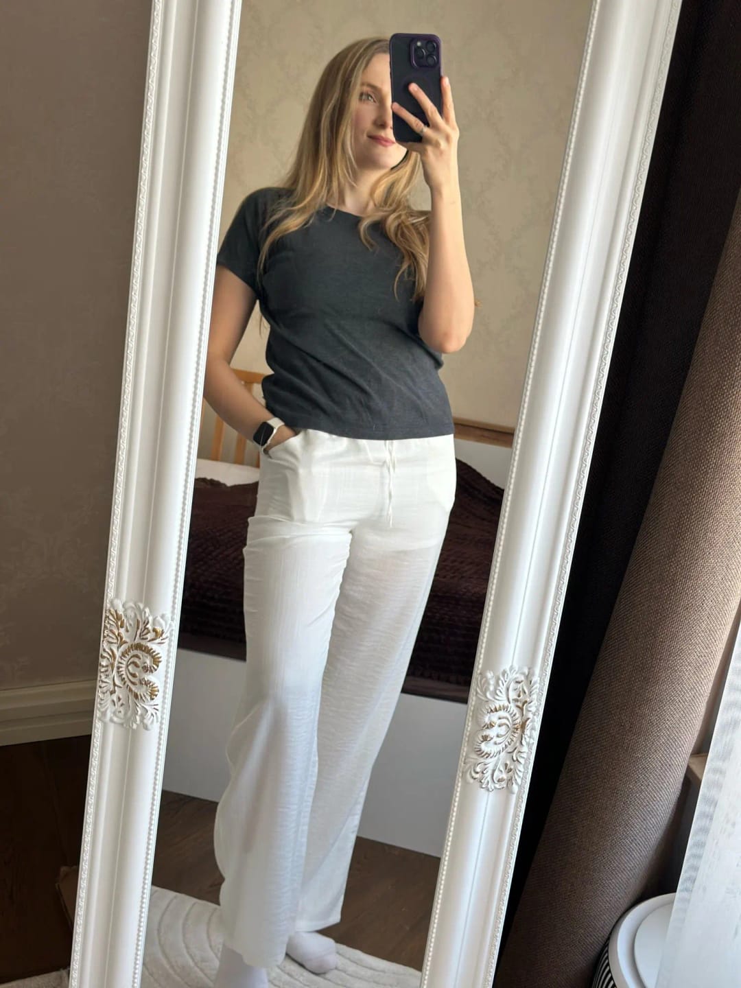 Customer photo review of Kendall Wide Leg Linen Pants