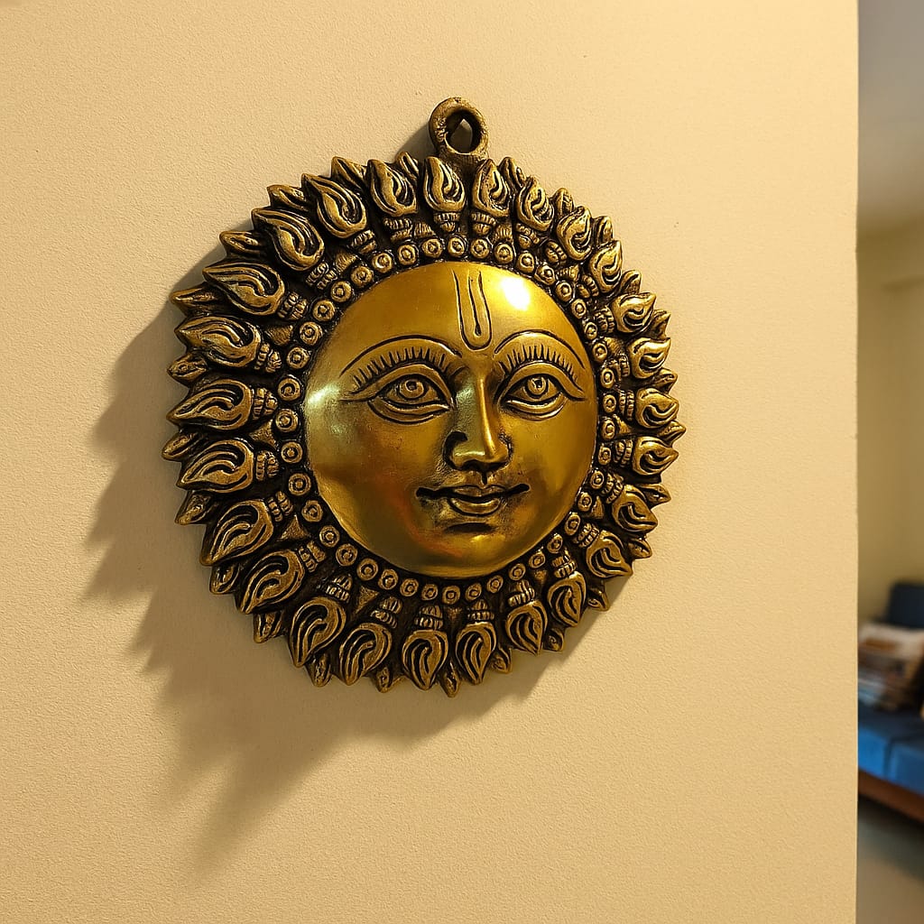 Customer photo review of Brass Vastu Sun Wall Hanging Idol Vastu Remedy for East Direction Balance, Fame and Positive Energy for Home, Office and Entrance Decor | 15 x 15 cm | 800 g