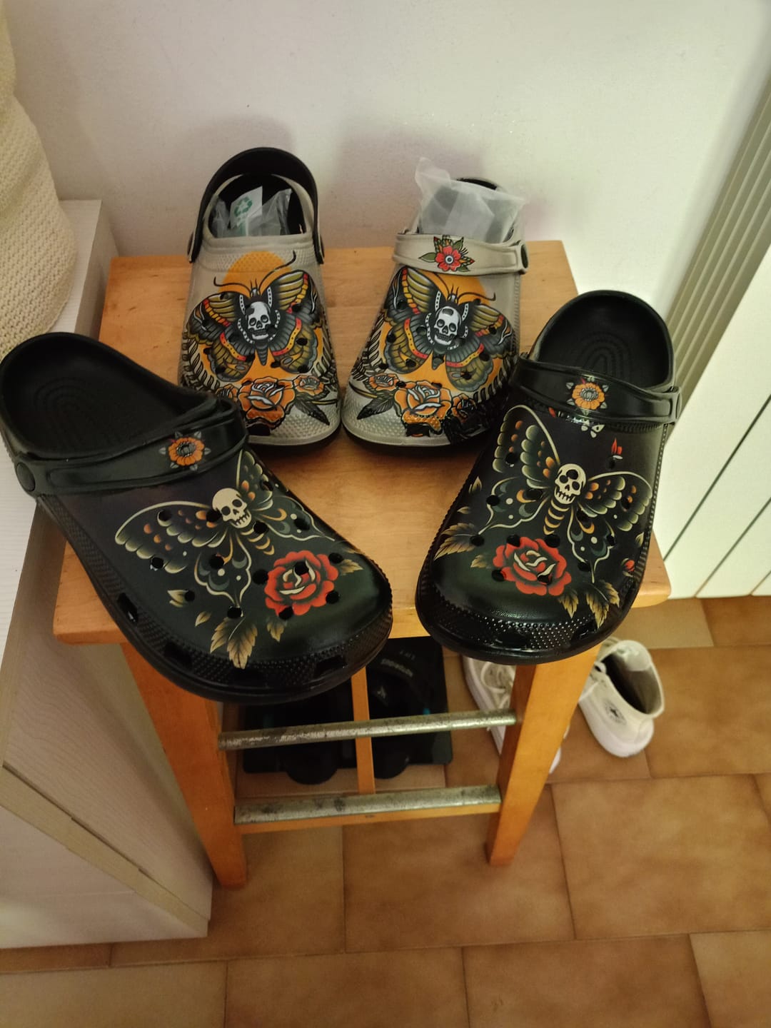 Customer photo review of Classic Skull And Moth Print - Slippers/Sandals
