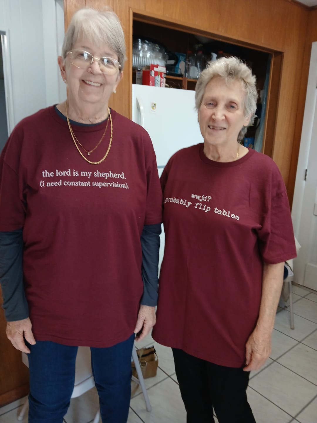 Customer photo review of WWJD? Probably Flip Tables T-Shirt