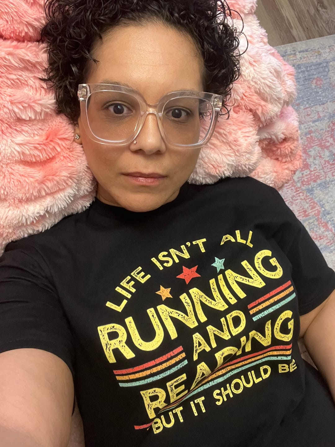 Customer photo review of Running & Reading T-Shirt