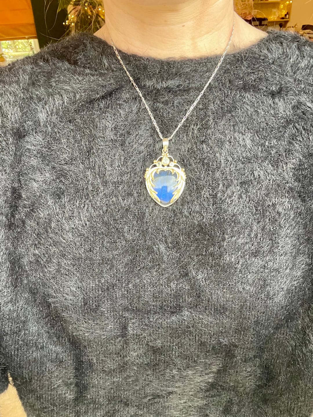 Customer photo review of Labradorite Angel Heart Pendant