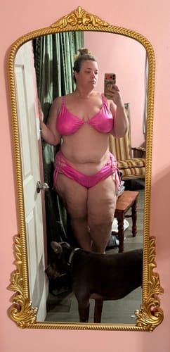 Customer photo review of Pink Margarita Side Tie Bottom final sale