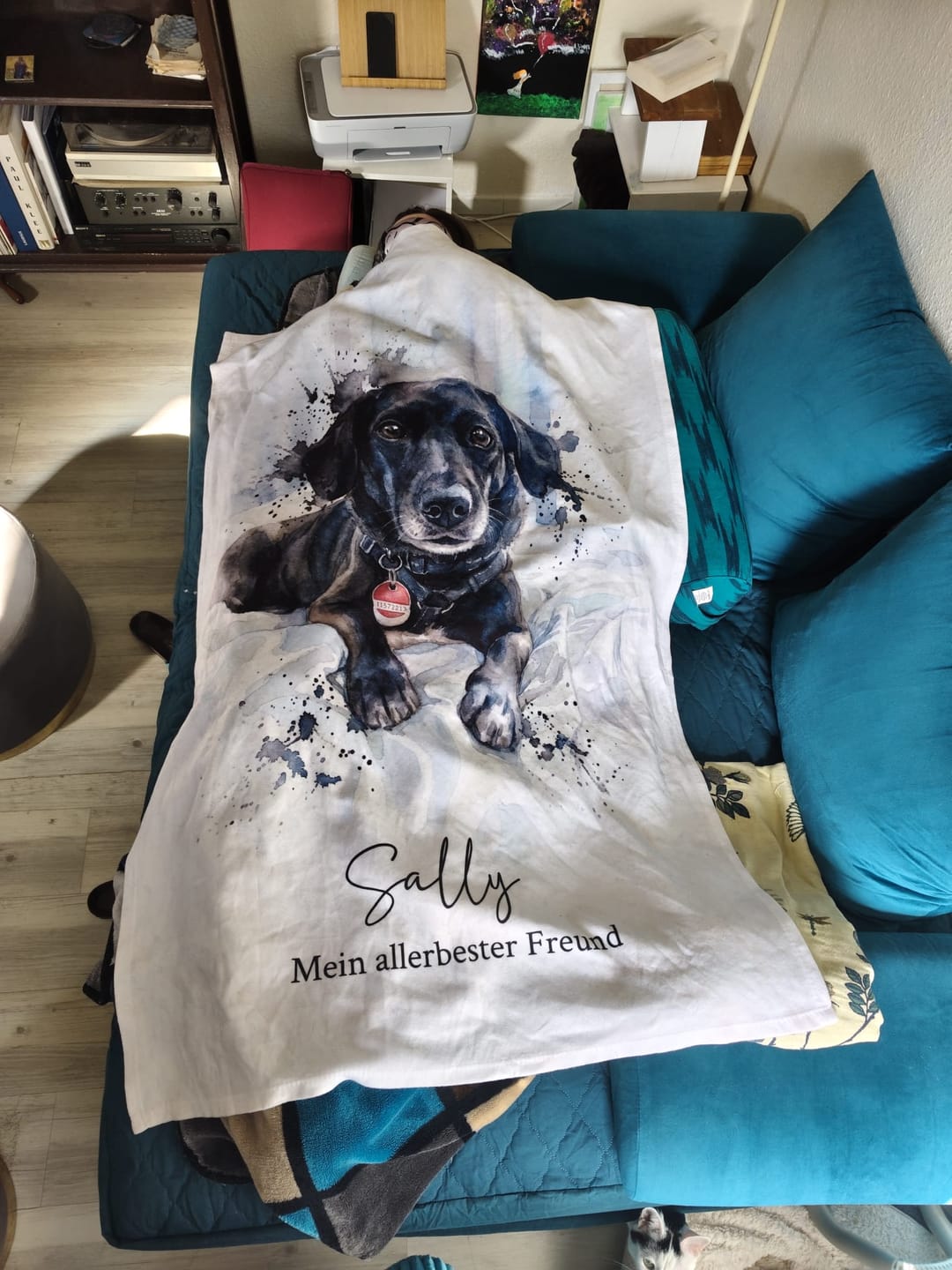 Customer photo review of Personalisierte Decke "Aquarell Haustier"