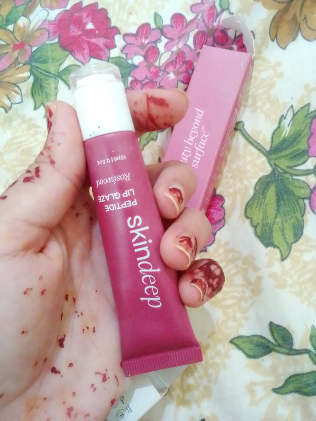 Customer photo review of VELVET FLUSH - Lip+Cheek Blush