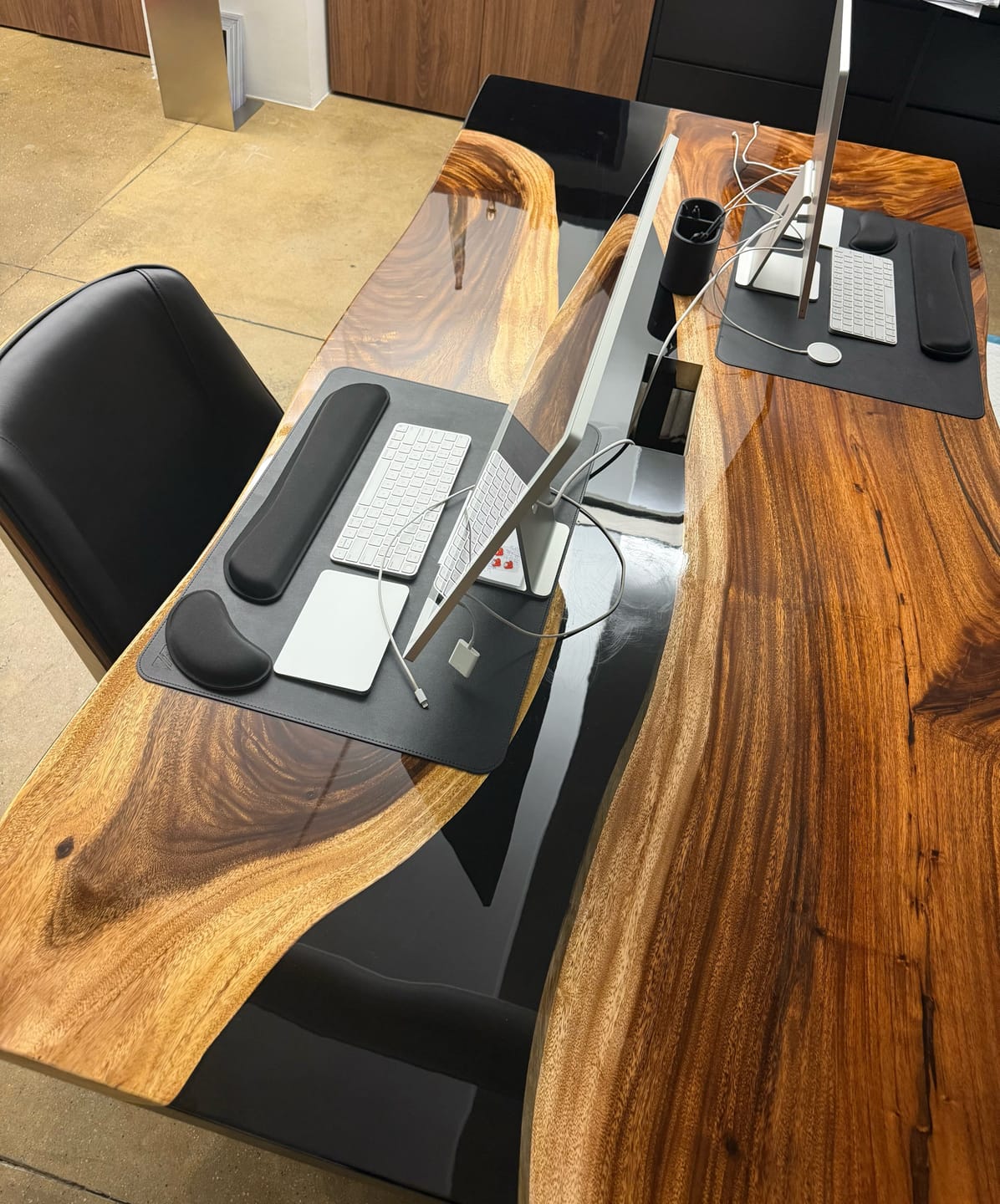 Customer photo review of Black Walnut Wood River Resin Epoxy Table for Dining & Conference Table CT50
