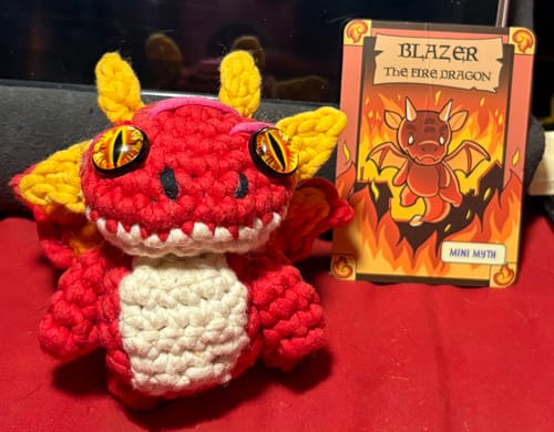 Customer photo review of Blazer The Fire Dragon Crochet Kit
