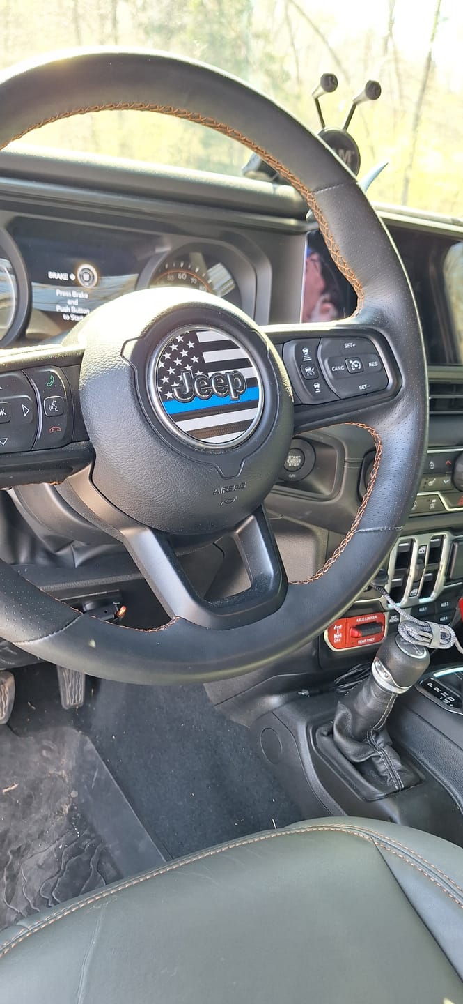 Customer photo review of First Responder Flag Steering Wheel Decal for Jeep