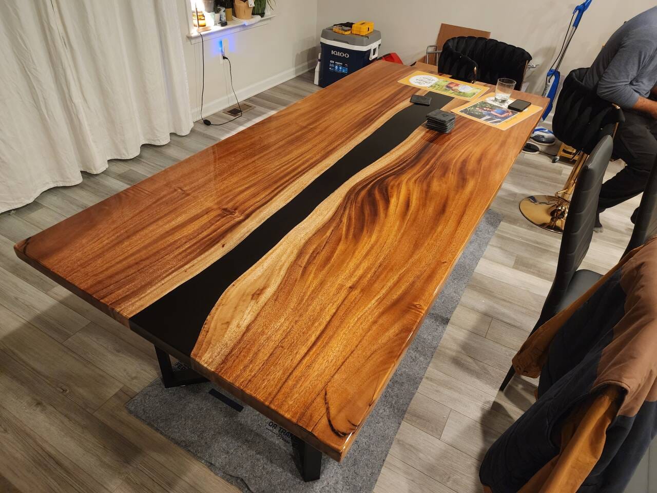 Customer photo review of Black Walnut Wood River Resin Epoxy Table for Dining & Conference Table CT50