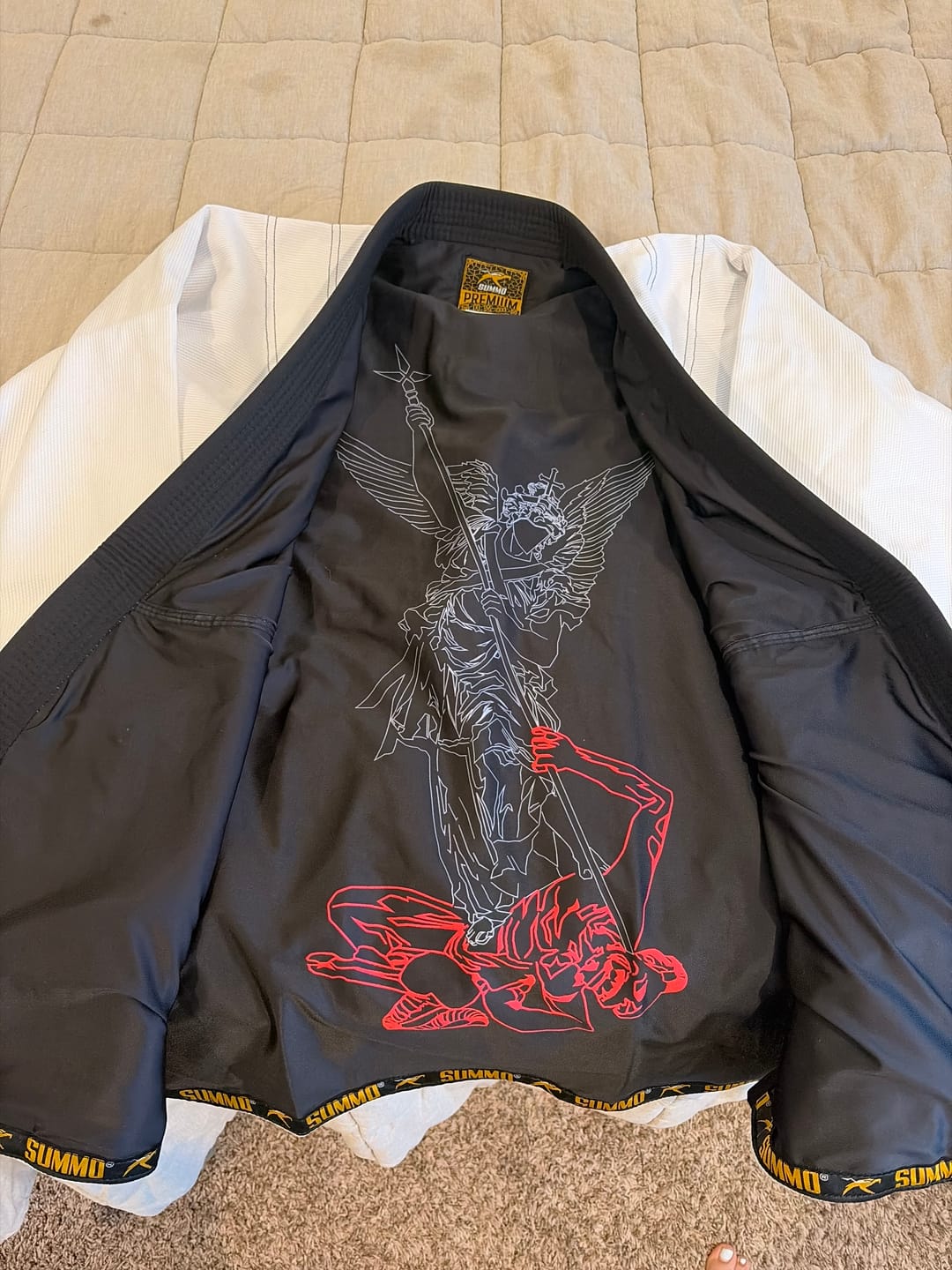 Customer photo review of Exclusive Custom Rash Guard lining With Your Logo/Name BJJ GI