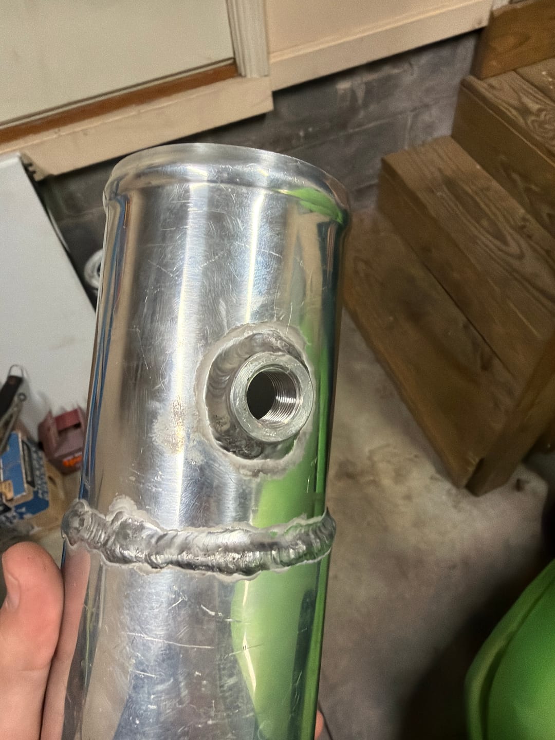 Customer photo review of Aluminum 3/8" NPT IAT Weld Bung (Sensor Not Included) 34-40038