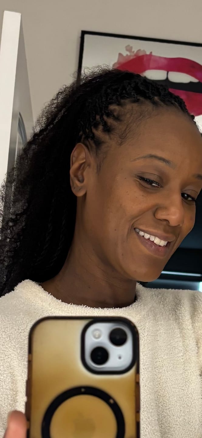 Customer photo review of Afro Kinky Curly Bulk Hair Extensions for Braiding