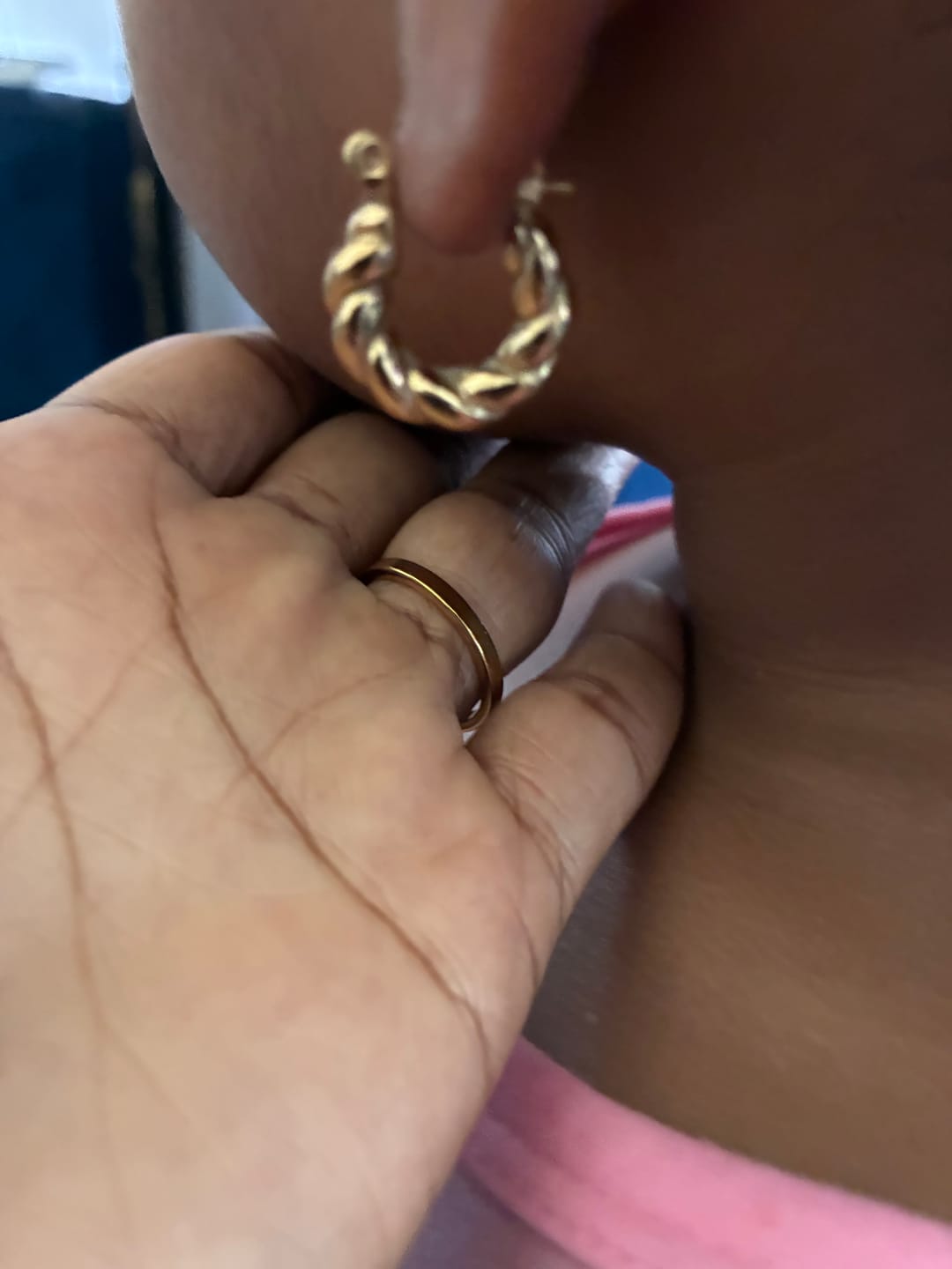 Customer photo review of Twist Hoop Earrings