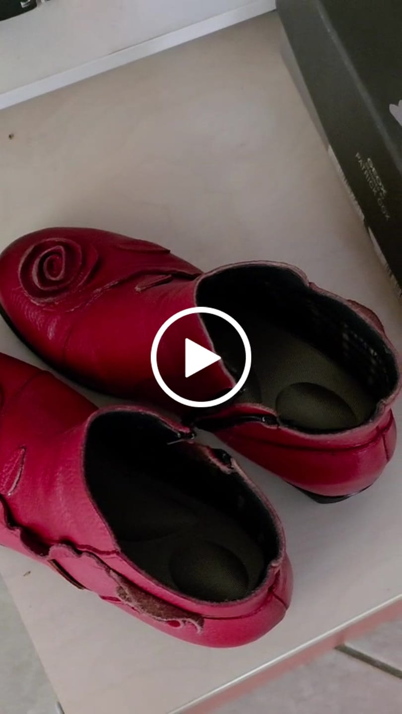 Customer video review of Women Retro Flower Leather Solid Mid-Heel Boots
