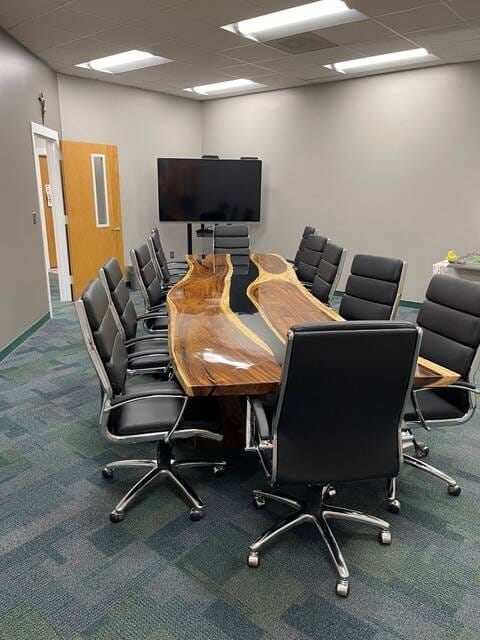 Customer photo review of Extra Large Walnut Wood River Epoxy Table– Handcrafted Conference Table CT49